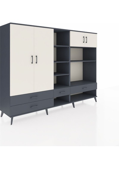 Hyperion Dolap 12 Raflı 4 Çekmeceli 4 Kapaklı 220x44x163 Antrasit Antrasit-aytaşı/antrasit Hyperion Dolap 12 Raflı 4 Çekmeceli 4 Kapaklı 220x44x163 Antrasit Antrasit-aytaşı/antrasit