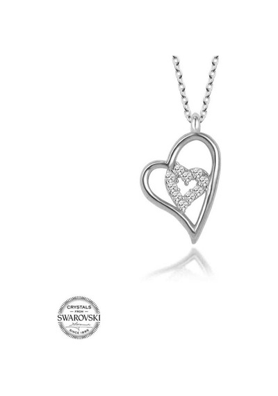 Swarovski Taşlı Gümüş Kalp Kadın Kolye (518920773)