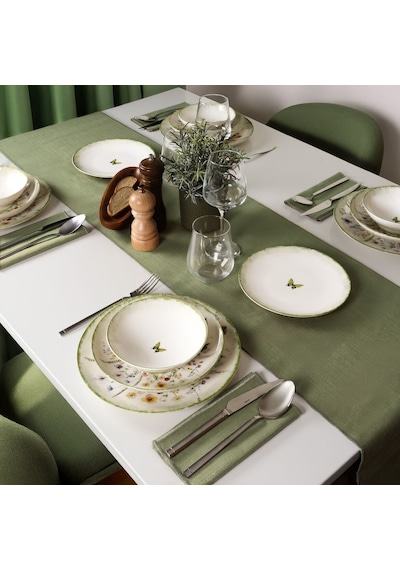 Güral Flora Green 16 Parça 4 Kişilik Yemek Takımı 4883 Desenli