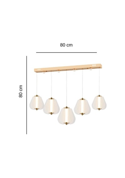 Hopps 90 Watt 5'li Sıralı Bakır Led Sarkıt Avize Bakır