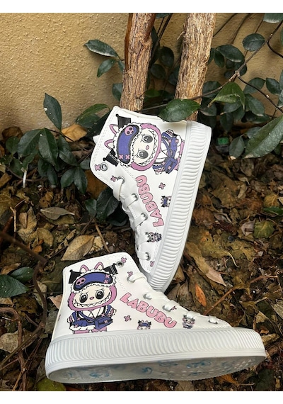 Scarpe Magiche Kız Çocuk Labubu Baskılı Günlük Spor Ayakkabı Sevimli Karakter Desenli Beyaz Scarpe Magiche Kız Çocuk Labubu Baskılı Günlük Spor Ayakkabı Sevimli Karakter Desenli Beyaz