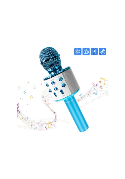 Hallow-profesyonel Bt Kablosuz Mikrofon Karaoke Hoparlörü,gökyüzü Mavi