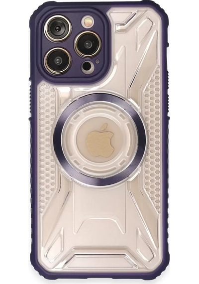 Newface Apple iPhone Uyumlu 13 Pro Max Kılıf Prag Magneticsafe Kapak - Derin Mor