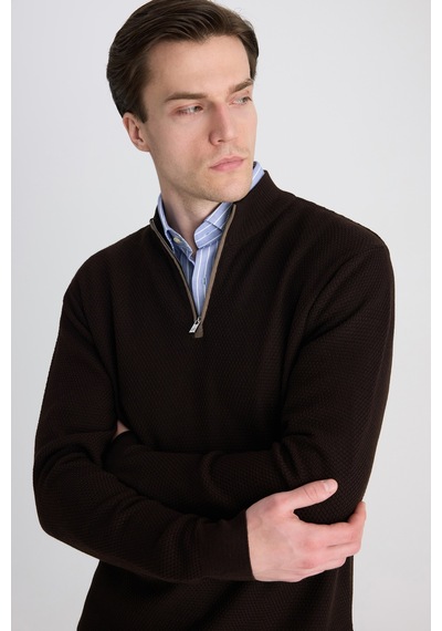 D's Damat Ds Damat Regular Fit Kahverengi Petek Örgü Kazak 5hf063902155m Çok Renkli