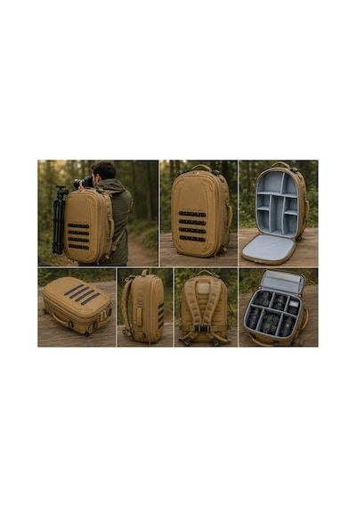 Photo Bag Haki Fotoğrafçılık Ve Kamera Ekipman Çantası Laptop, Dslr, Lens Ve Tripod Uyumlu