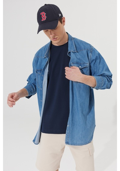AC&Co / Altınyıldız Classics Erkek Lacivert Oversize Fit Bol Kesim Bisiklet Yaka Kısa Kollu Sweatshirt Tişört 4A5222200206LACL Lacivert AC&Co / Altınyıldız Classics Erkek Lacivert Oversize Fit Bol Kesim Bisiklet Yaka Kısa Kollu Sweatshirt Tişört 4A5222200206LACL Lacivert