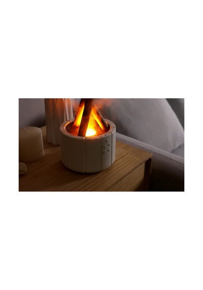 Robeve 250ml Kamp Ateşi Kumandalı Buhar Makinesi Zamanlayıcılı Hava Nemlendirici 7 Renkli Led Işıklı Hava Nemlendirici Aroma Difüzörü Aromaterapi Beyaz