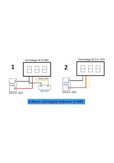 Alkatronik-Voltmetre 0.28' 0-100V Mavi 3 Telli Dijital Led Gösterge Voltaj