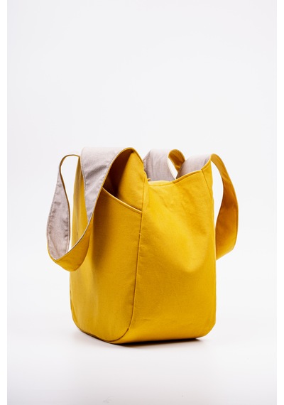 Fabric Craft Bag Omuz Çantası Duck Kumaş Astarlı Büyük Boy Günlük Tote Hardal