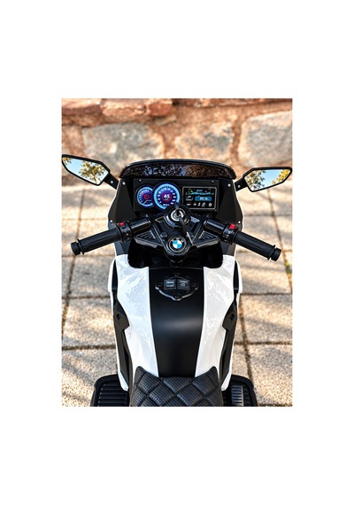 12v Akülü Çocuk Motoru 3-6 Yaş Led Işıklı Müzikli Deri Koltuklu Ayaktan Gazlı Beyaz Beyaz