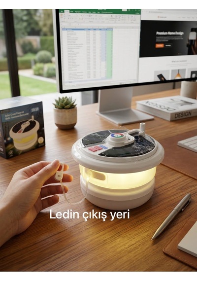 Güneş Enerjili Kamp Feneri 10 Metre Ledli Rgb 4 Işık Modlu Asılabilir Piknik Acil Durum Solar Feneri -
