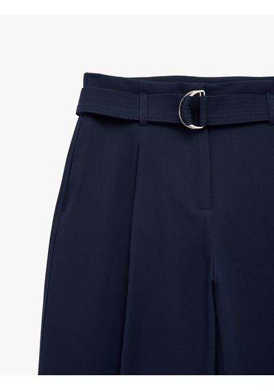 Koton Standart Bel Kemerli Geniş Paça Pantolon Lacivert 6sak40284pw