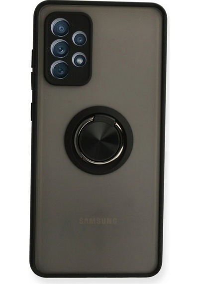 Samsung Uyumlu Galaxy A72 Kılıf Montreal Yüzüklü Silikon Kapak Siyah