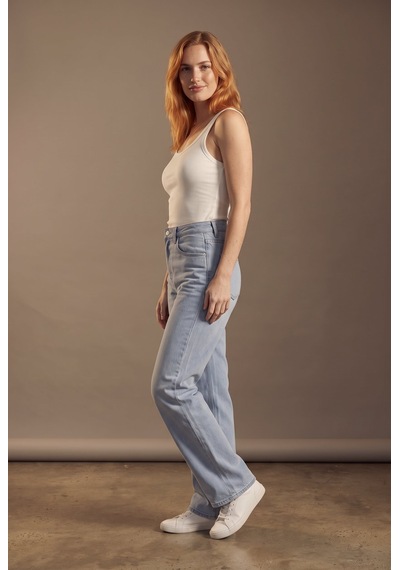 Soulshae Yüksek Bel Kemerli Geniş Paça Kot Pantolon Mavi
