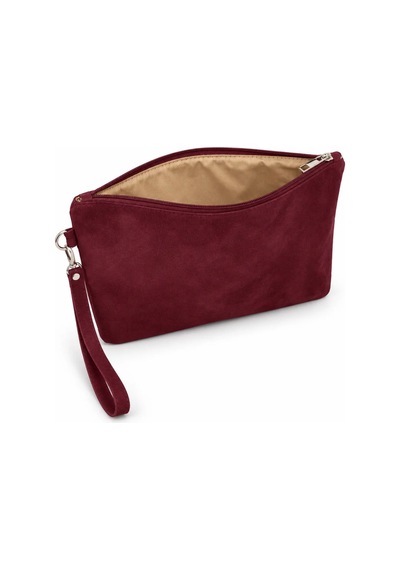 Adelina Bags Süet Portföy El Çantası Bilek Askılı Astarlı Bordo Clutch Çanta