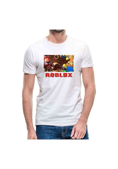 Roblox Baskılı Beyaz Erkek Tshirt