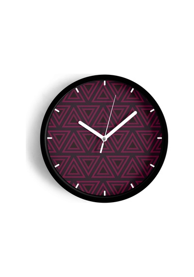 Geometrik Desenli Modern Tasarım Duvar Saati - 25cm - Önü Camlı Siyah Kasa - Sessiz Mekanizma-jh0563 Siyah