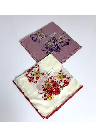 Eripek 2'li Paket Oyalı Pamuk Yazma 6594 Krem-pudra