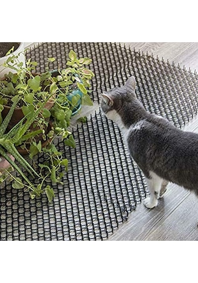 Kedi Kovucu Paspası, Dikenli Kazık Durdurucu Dikenli Şerit Kedi Hayvanı Dikenli Kovucu Engelleyici Paspası Açık Bahçe Bitkileri Çit İçin, 13x49cm, Siyah