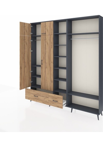 Arges Dolap 12 Raflı 2 Çekmeceli 2 Askılı 220x30x243 Antrasit-çam/çam Atlas Çam/atlas Çam Arges Dolap 12 Raflı 2 Çekmeceli 2 Askılı 220x30x243 Antrasit-çam/çam Atlas Çam/atlas Çam