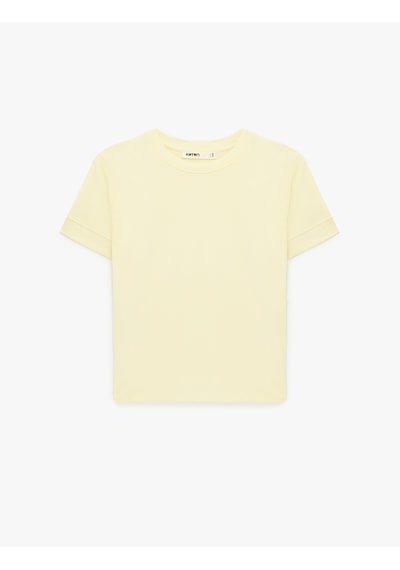 Koton Slim Fit Kısa Kollu Bisiklet Yaka Basic Tişört Sarı 6sak50400ek