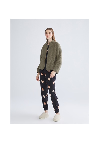 Lcw Dream Yeşil Dik Yaka Pelüş Kadın Pijama Üstü