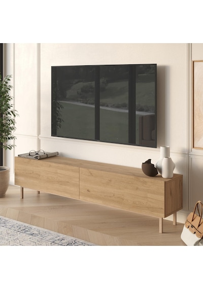 Robin Home Arizona Tv Ünitesi Sehpası Ahşap Ayaklı 180cm Sepet Kahverengi