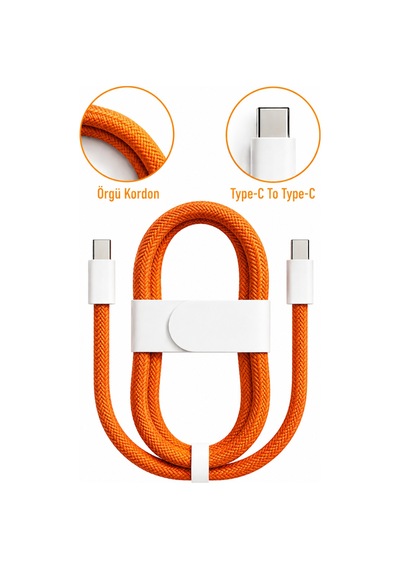 60w Usb-c Şarj Kablosu Type-c Örgülü Hızlı Şarj Kablosu İphone 15 16 17 Uyumlu