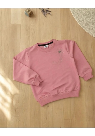 Alfa Pembe Kız Çocuk Uzun Kollu Nakışlı Sweatshirt