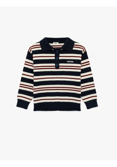 Koton Nakışlı Düğmeli Uzun Kollu Polo Yaka Çizgili Triko Kazak Lacivert Çizgili 6skg90053ht Lacivert Koton Nakışlı Düğmeli Uzun Kollu Polo Yaka Çizgili Triko Kazak Lacivert Çizgili 6skg90053ht Lacivert