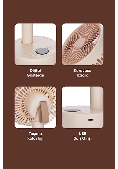 Fressi Jaf17 Taşınabilir Masaüstü Bej Usb Fan