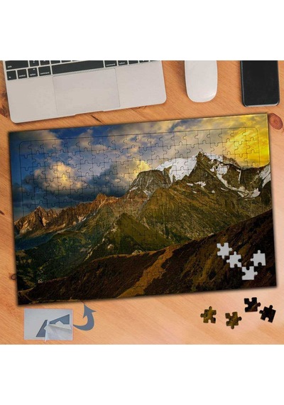 Karlı Dağlar Bulutlu Gökyüzü 240 Parça Puzzle Yapboz Tablo-103