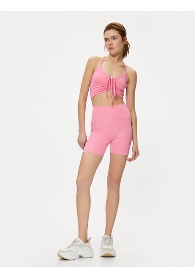 Koton Biker Tayt Spor Yüksek Bel Dikiş Detaylı Slim Fit Pembe 4sak40173nk 4SAK40173NK286