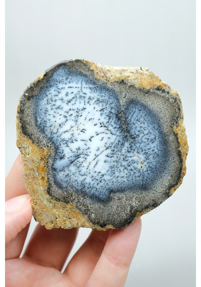 Merlinite Dendritik Opal - Mavi Ve Beyaz Dendritik Opal Çift