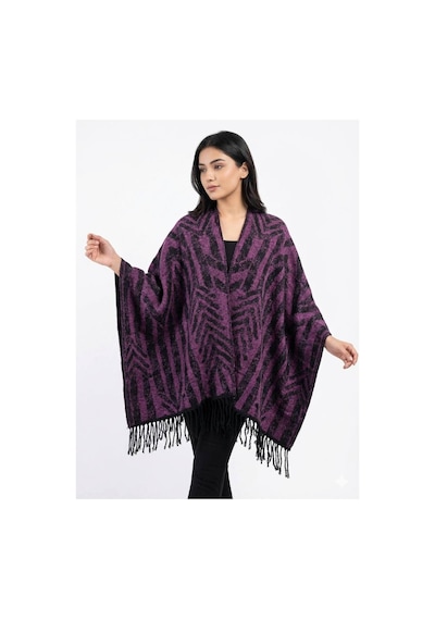 Aldaıyr Kadın Kışlık Çift Taraflı Panço Omuz 140x140 Çok Renkli37