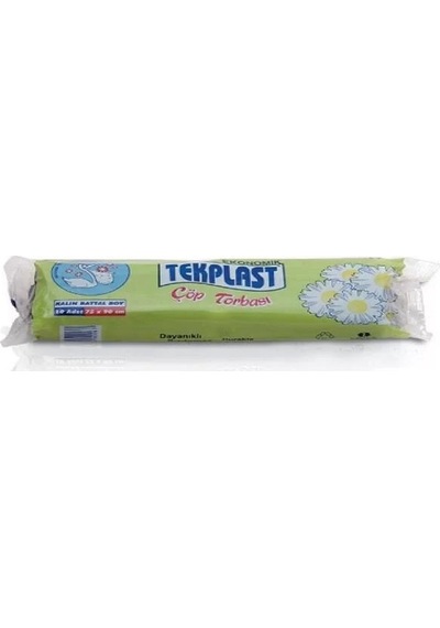 Tekplast Battal Boy Kalın Çöp Torbası 75x90cm 10 Lu Paket