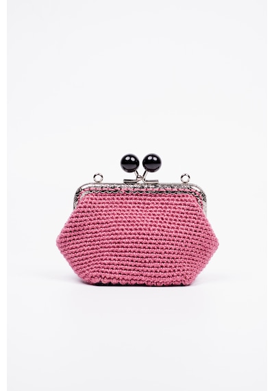 Fabric Craft Bag Bozuk Para Cüzdanı Merserize Pamuk Klipsli Örgü Gül Kurusu