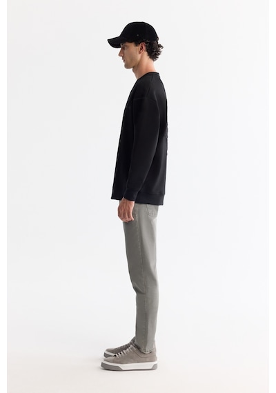 Avva Erkek Siyah Bisiklet Yaka Elastan Oversize Fit Sweatshirt A42y1248