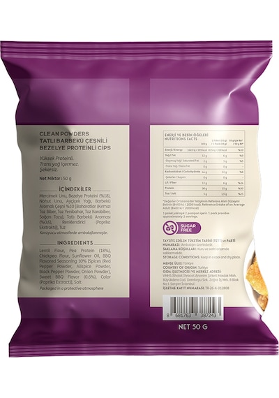 Clean Powders Protein Chips 50 Gr Tatlı Barbekü 4 Adet