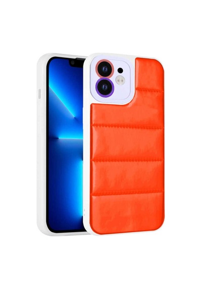 Apple Uyumlu iPhone 11 Kılıf Kamera Korumalı Airbagli Renkli Zore Seksek Kapak Turuncu