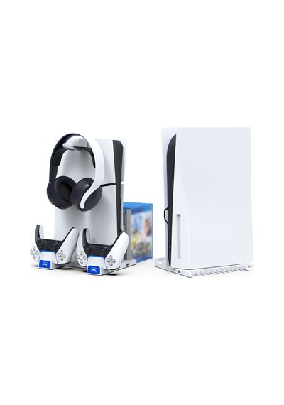 İpega Ps5 Slim Dijital/ps5 Uyumlu Multifonksiyonel Cd Raflı Şarj Istasyonlu Fanlı Soğutucu Stand