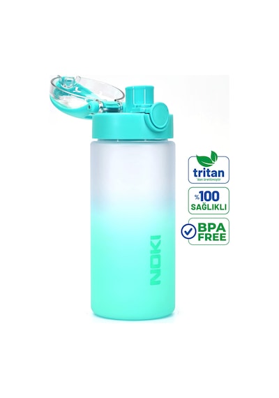 Su Matarası Tritan Geniş Ağız Su Şişesi Gradyan Spor Matarası Suluğu Bpasız 500 Ml Turkuaz 0109