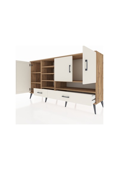 Hyperion Konsol 8 Raflı 2 Çekmeceli 3 Kapaklı 176x44x99 Çam-aytaş Çam-aytaşı