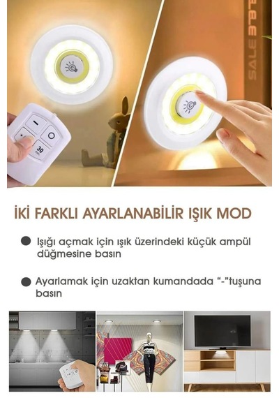 Mithra Life 3 Adet Uzaktan Kumandalı Kablosuz Led Aydınlatma Mıt1101