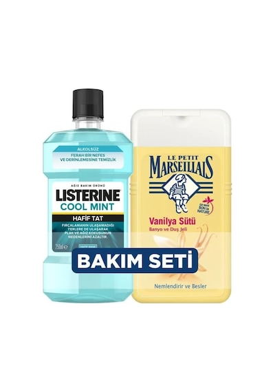 Duş Jeli Vanilya Sütü 250 Ml + Listerine Mint Hafif Tat 250 Ml 2 Adet Açık Mavi