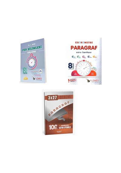 2027 Limit 8. Sınıf Kronometre Fen Bilimleri + Paragraf Lgs Soru + Anla Kazan Paragraf Deneme 3'lü Set