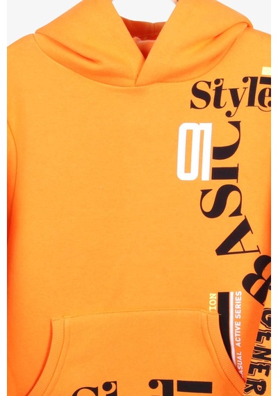 Breeze Erkek Çocuk Sweatshirt Baskılı Kapüşonlu 9-14 Yaş, Hardal Sarı