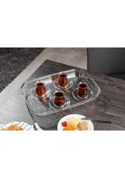Diamond Akrilik Kırılmaz Şeffaf Servis Tepsisi Dikdörtgen 44x30x5cm - Akrilik Kırılmaz Tepsi 844 Diğer