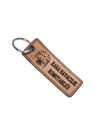 Kara Havacılık Komutanlığı Deri Anahtarlık - Arma - Leather Key Holder Bej