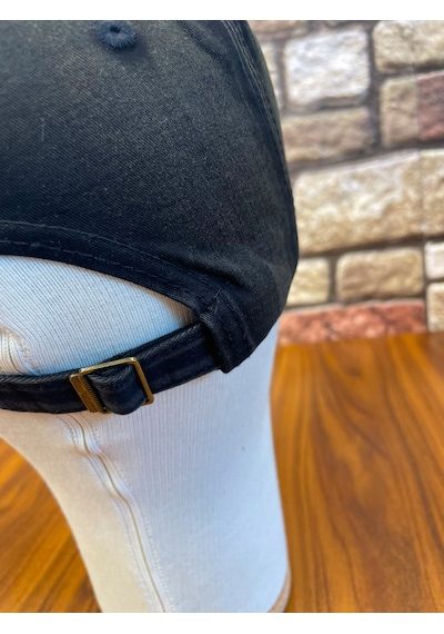 Hamze Yıkamalı Vintage Eskitme Gabardin Siyah Beyzbol Cap Şapka